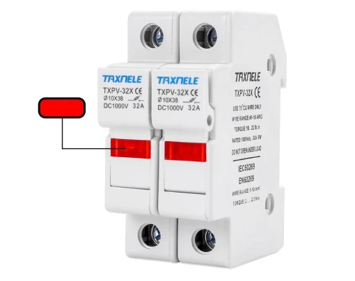 Тримачі запобіжників постійного струму TAXNELE 2p DC Fuse Holders 1000В