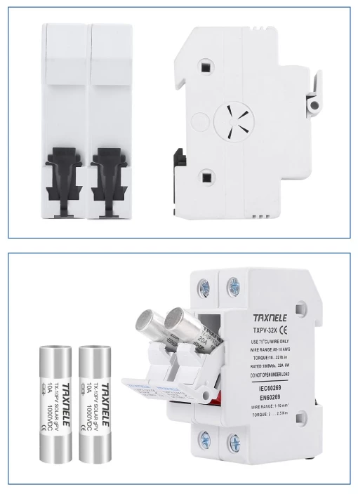 Тримачі запобіжників постійного струму TAXNELE 2p DC Fuse Holders 1000В