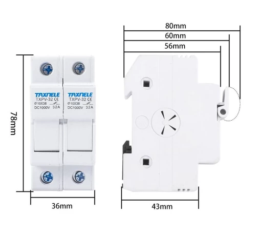 Тримачі запобіжників постійного струму TAXNELE 2p DC Fuse Holders 1000В