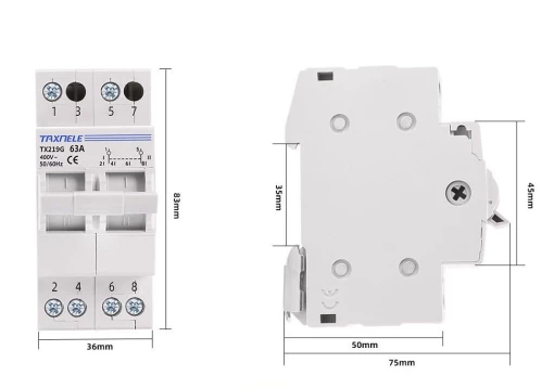 Ручний перемикач TAXNELE TX219G 2P 63A 400V 50/60Hz